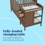 Benton hazelnut crib and changer changing table callout