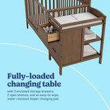 Benton hazelnut crib and changer changing table callout