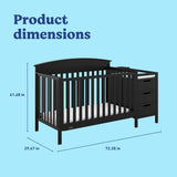 Benton black crib and changer with dimensions