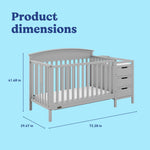 Benton pebble gray crib and changer with dimensions