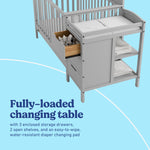 Benton pebble gray crib and changer changing table callout