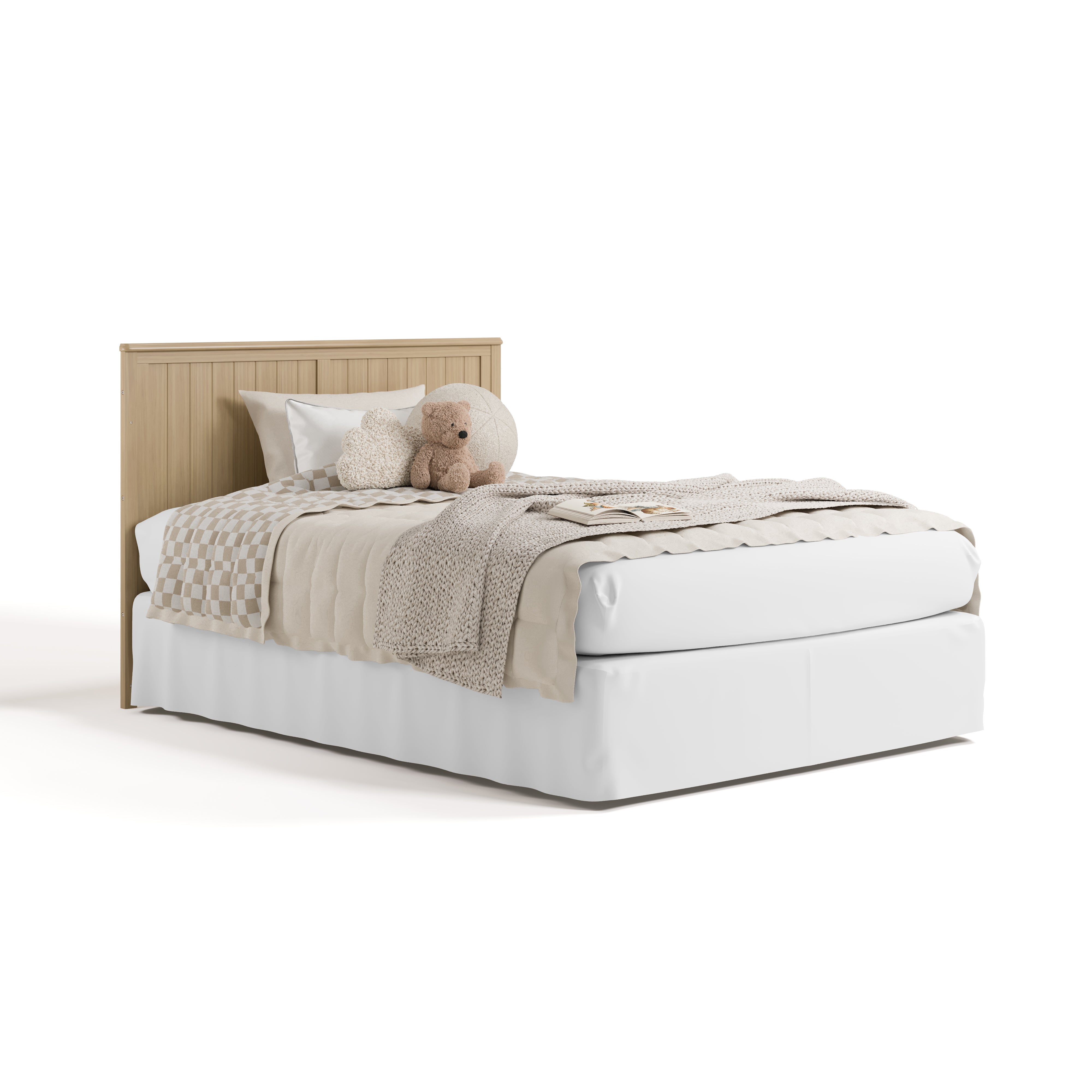 Hadley driftwood crib and changer converted to full-size bed
