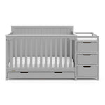 Graco Hadley 5-in-1 Convertible Crib and Changer with Drawer in Pebble Gray front view