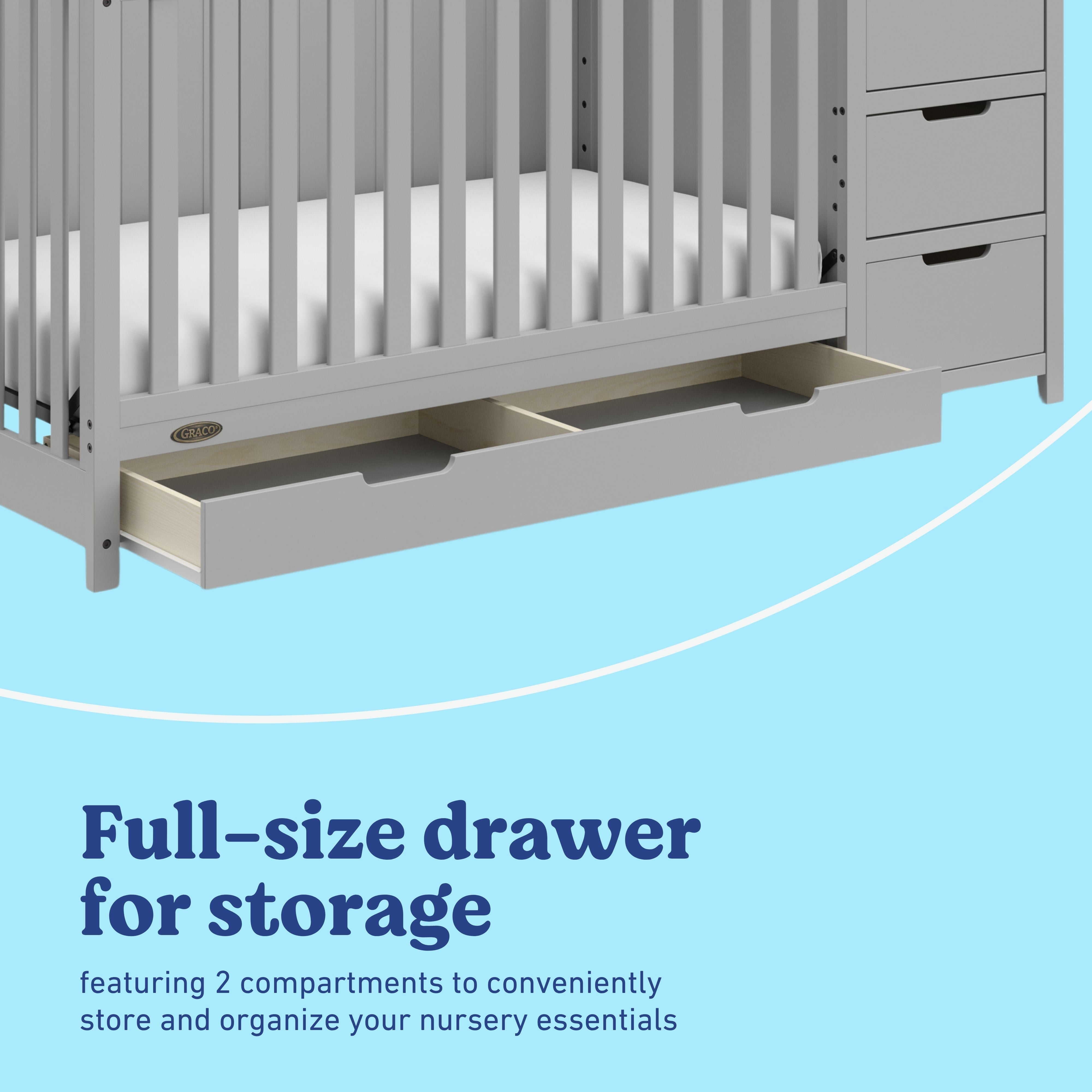 Graco Hadley 5-in-1 Convertible Crib and Changer with Drawer in Pebble Gray Drawer Image
