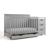 Graco Hadley 5-in-1 Convertible Crib and Changer with Drawer in Pebble Gray angled view