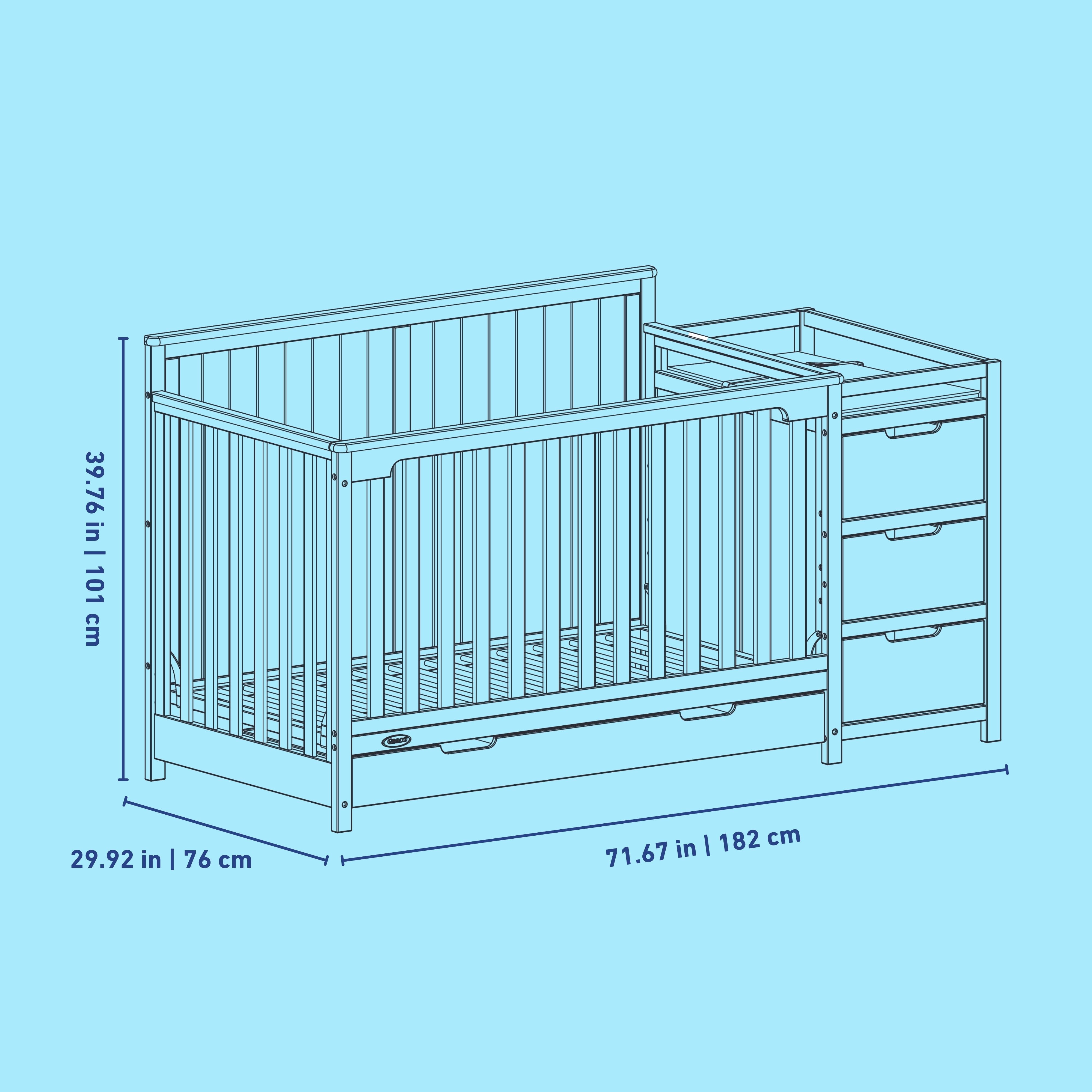 Graco Hadley 5-in-1 Convertible Crib and Changer with Drawer dimension image