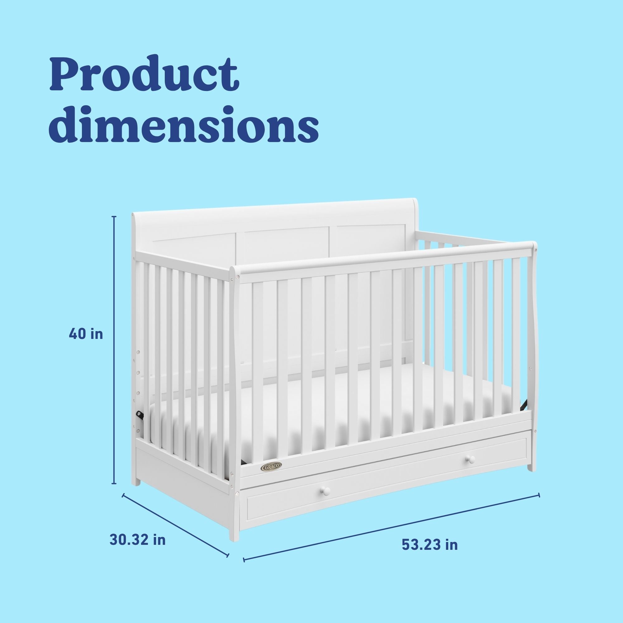 Asheville white crib with dimensions
