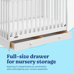Asheville white crib full-size drawer callout