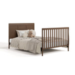 Asheville hazelnut crib with drawer converted to full-size bed with footboard