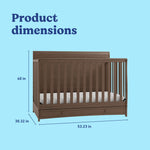 Asheville hazelnut crib with dimensions
