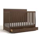 Asheville hazelnut crib with drawer angle view
