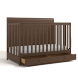 Asheville hazelnut crib with drawer angle view