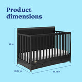 Asheville black crib with dimensions
