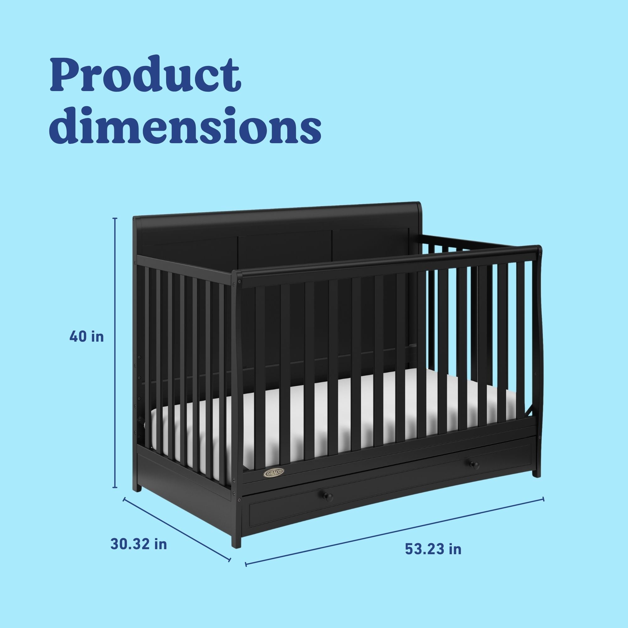 Asheville black crib with dimensions