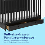 Asheville black crib full-size drawer callout