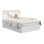 Shiloh frosted oat crib and changer with drawers open full-size bed conversion