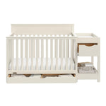 Shiloh frosted oat crib and changer with drawers open front view