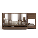 Teddi hazelnut crib and changer converted to toddler bed