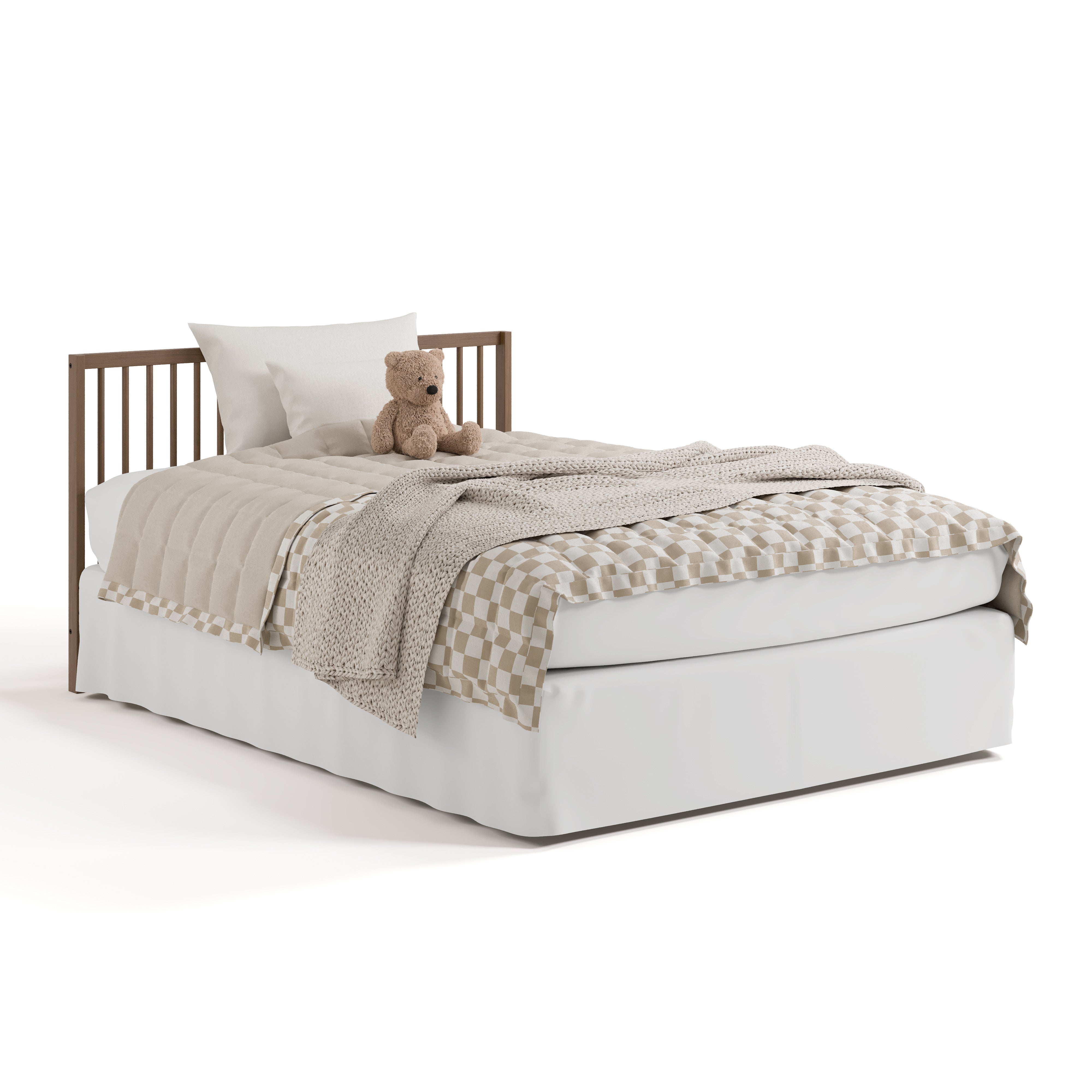 Teddi hazelnut crib and changer converted to full-size bed