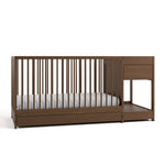 Teddi hazelnut crib and changer angle view