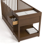 Teddi hazelnut crib and changer top view