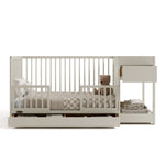 Teddi frosted oat crib and changer converted to toddler bed