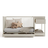 Teddi frosted oat crib and changer converted to daybed