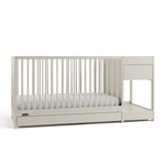 Teddi frosted oat crib and changer angle view