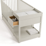 Teddi frosted oat crib and changer top view