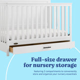 Tristan white crib with drawer storage callout