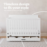 Tristan white crib with drawer style callout