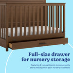Tristan hazelnut crib with drawer storage callout