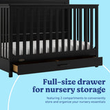 Tristan black crib with drawer storage callout