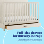 Tristan frosted oat crib with drawer storage callout
