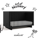 Kyoto black crib with black doodles overlaid on image
