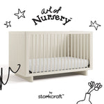 Kyoto frosted oat crib with black doodles overlaid on image