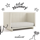 Kyoto frosted oat crib with black doodles overlaid on image
