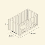 Kyoto crib line drawing with dimensions