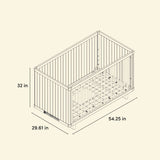Kyoto crib line drawing with dimensions
