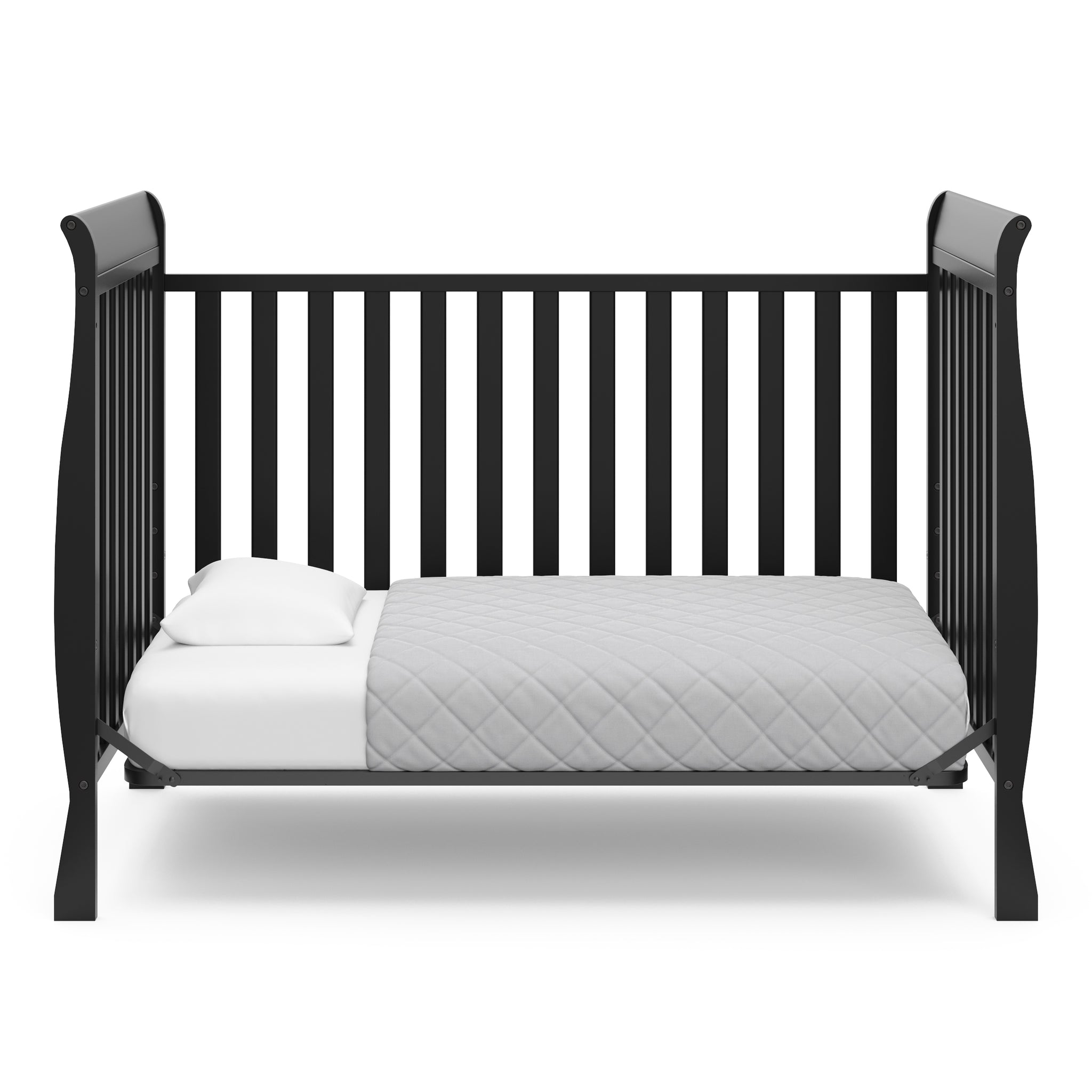 black crib in toddler bed conversion