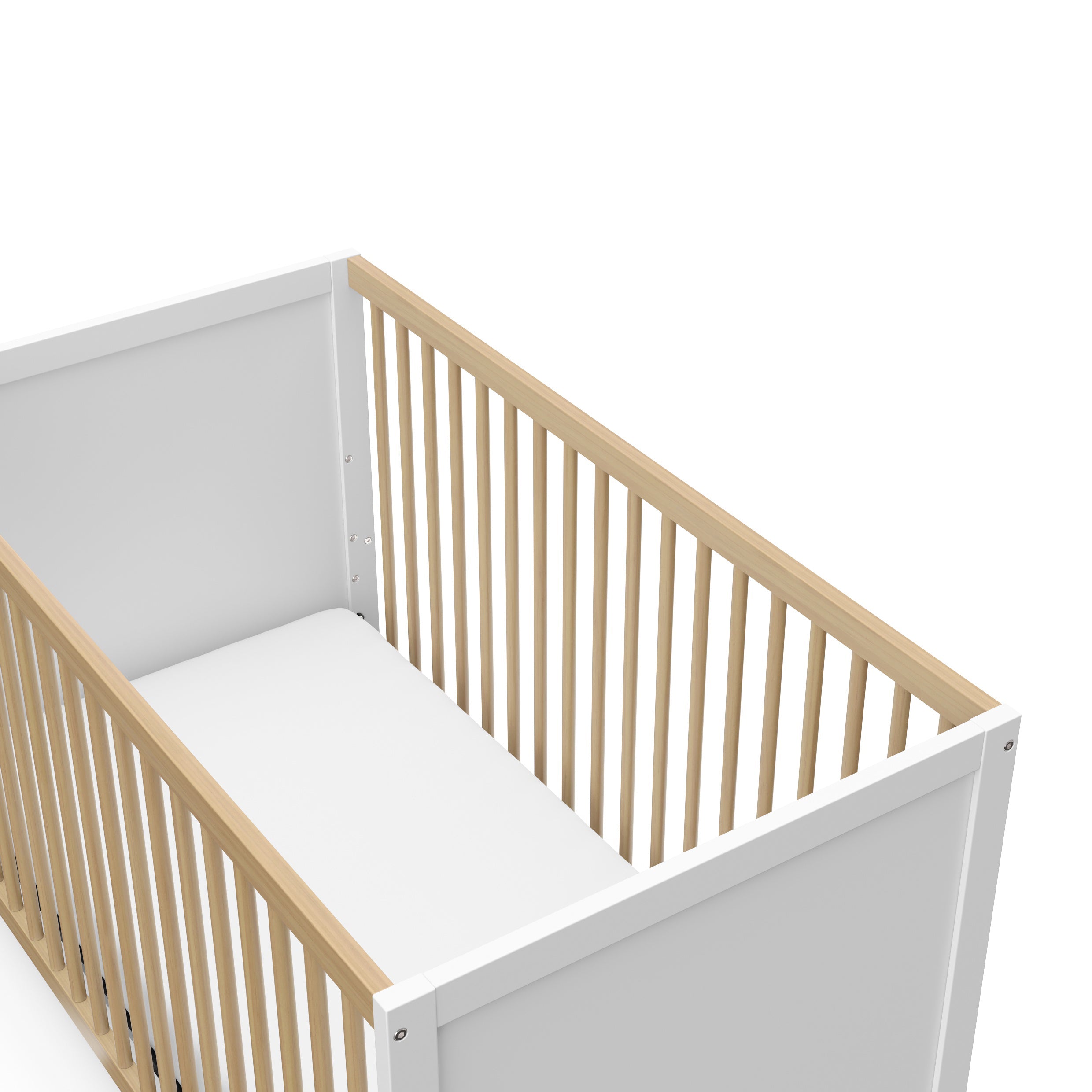 Calabasas white with driftwood crib top view