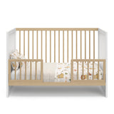 Calabasas white with driftwood crib converted to toddler bed
