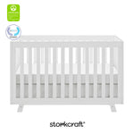 Beckett white crib with GGG and PTPA logo on top left