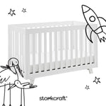 Beckett white crib with black doodles overlaid on image