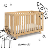 Beckett natural crib with black doodles overlaid on image
