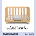 Beckett natural crib toddler bed conversion callout