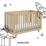 Beckett driftwood crib with black doodles overlaid on image