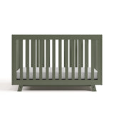 Front view of Beckett crib in olive
