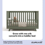 Beckett olive crib toddler bed conversion callout