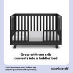 Beckett black crib toddler bed conversion callout